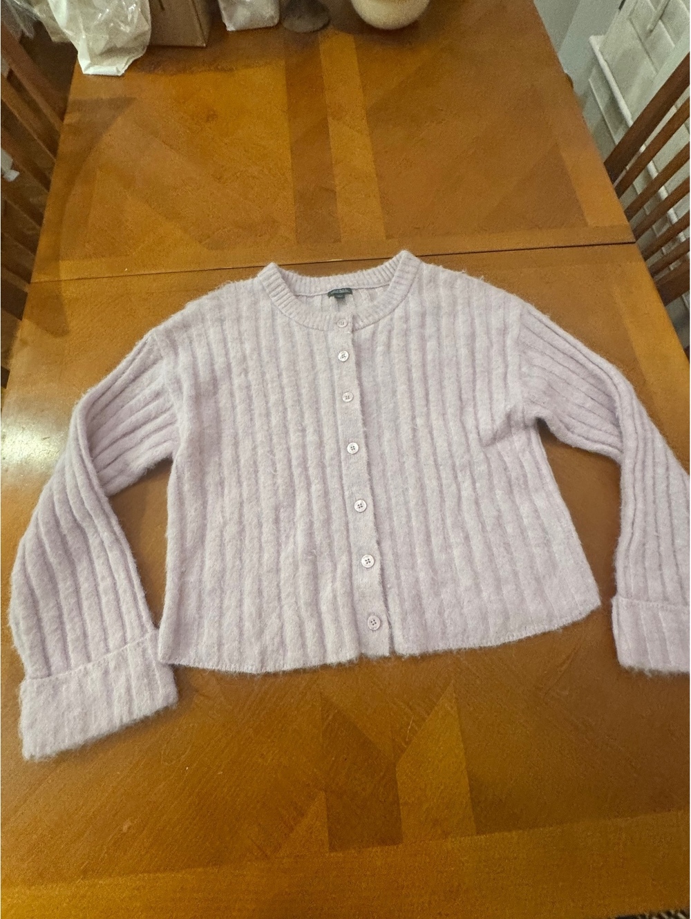 Wild Fable Light Purple Ribbed Knit Button-Up Cardigan Sweater, Size L 2914